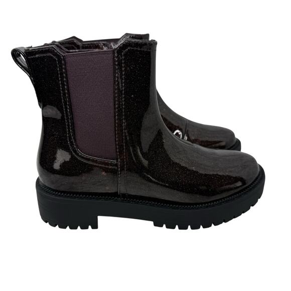 NWOT TOMS Bennet Purple Glitter Chelsea Ankle Boots Big Girls Sz 1 - Picture 2 of 15